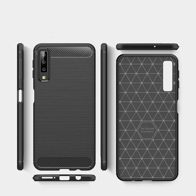 Θήκη TPU Carbon Fiber Brushed για Samsung A7 2018 - μαύρο – εικόνα 2