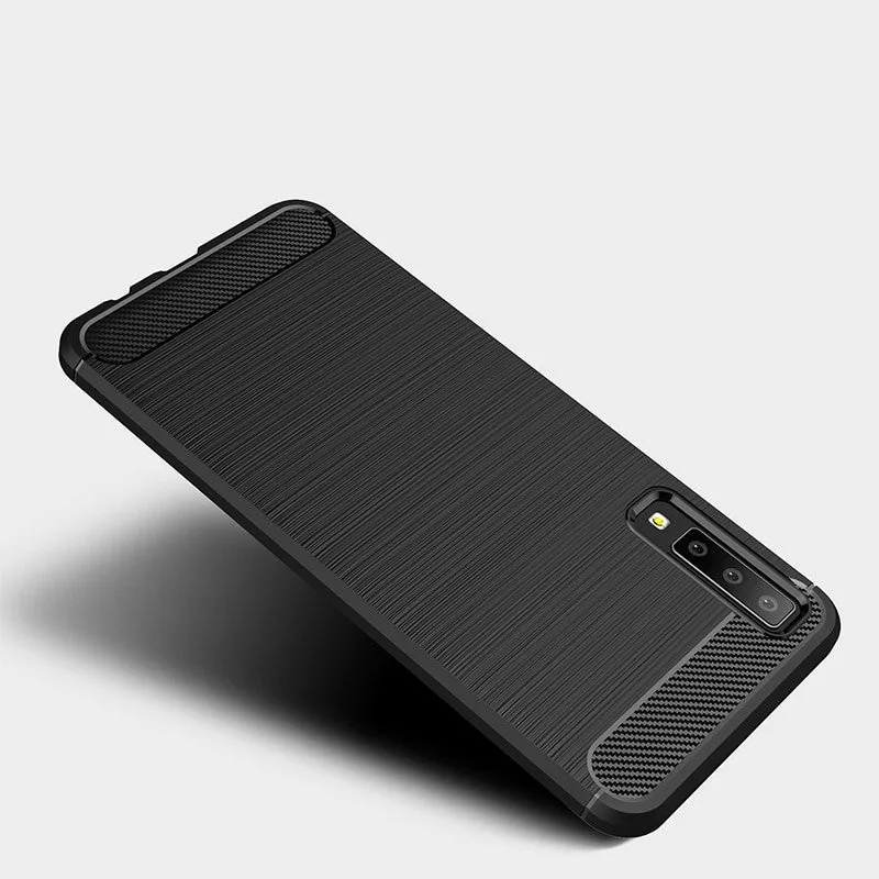 Θήκη TPU Carbon Fiber Brushed για Samsung A7 2018 - μαύρο – εικόνα 3