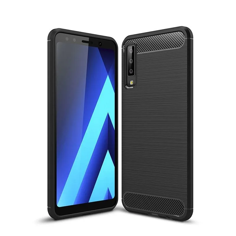 Θήκη TPU Carbon Fiber Brushed για Samsung A7 2018 - μαύρο