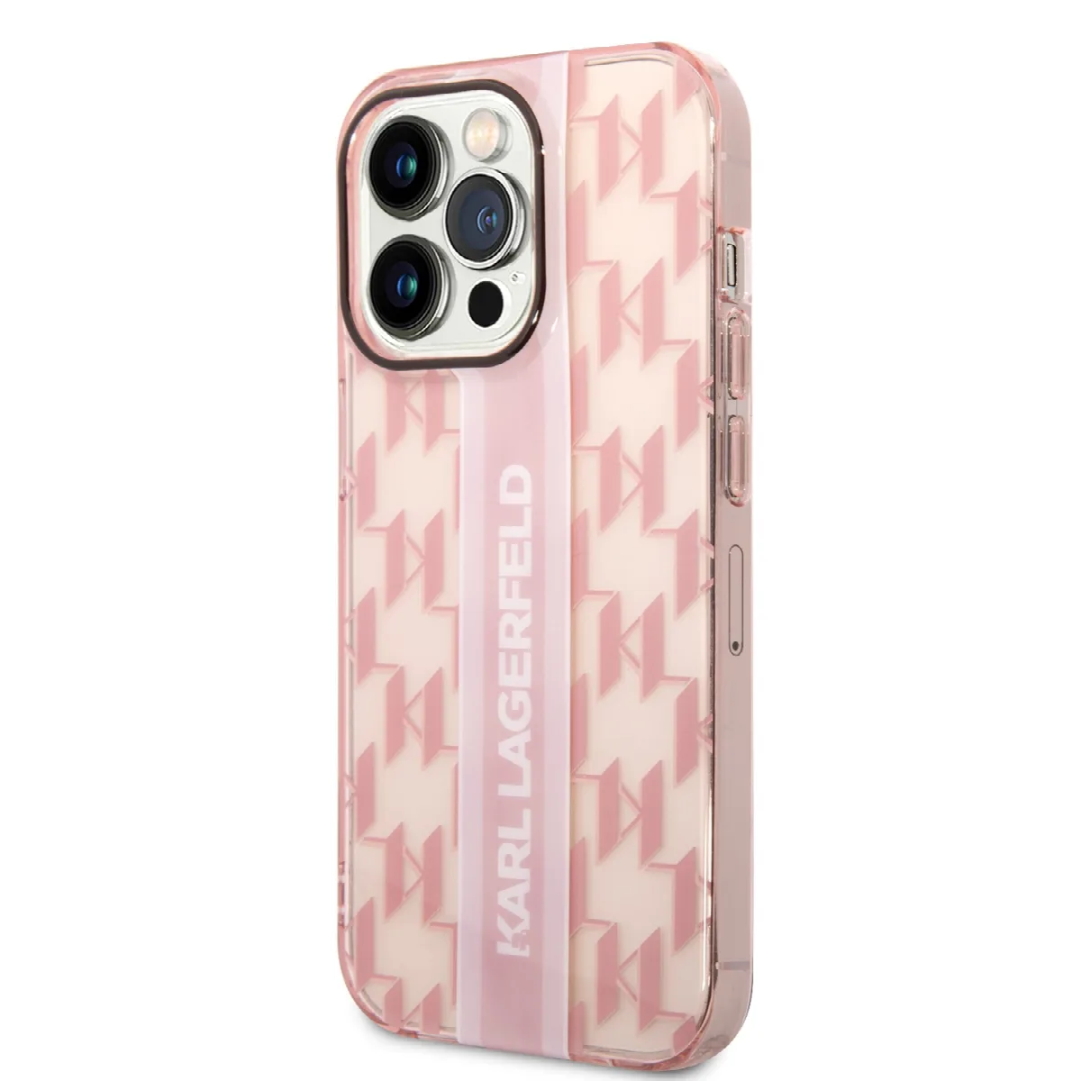 Karl Lagerfeld Monogram Stripe Back Cover PU Leather Case Θήκη προστασίας από δερματίνη – iPhone 14 Pro Ροζ - KLHCP14LHKLSPCP – εικόνα 2