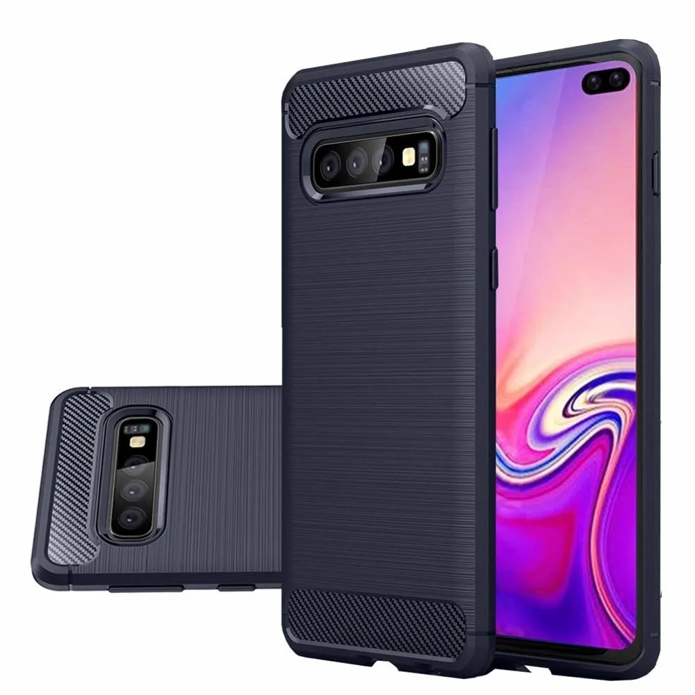 Θήκη TPU Carbon Fiber Brushed για Samsung S10 Plus - μπλε