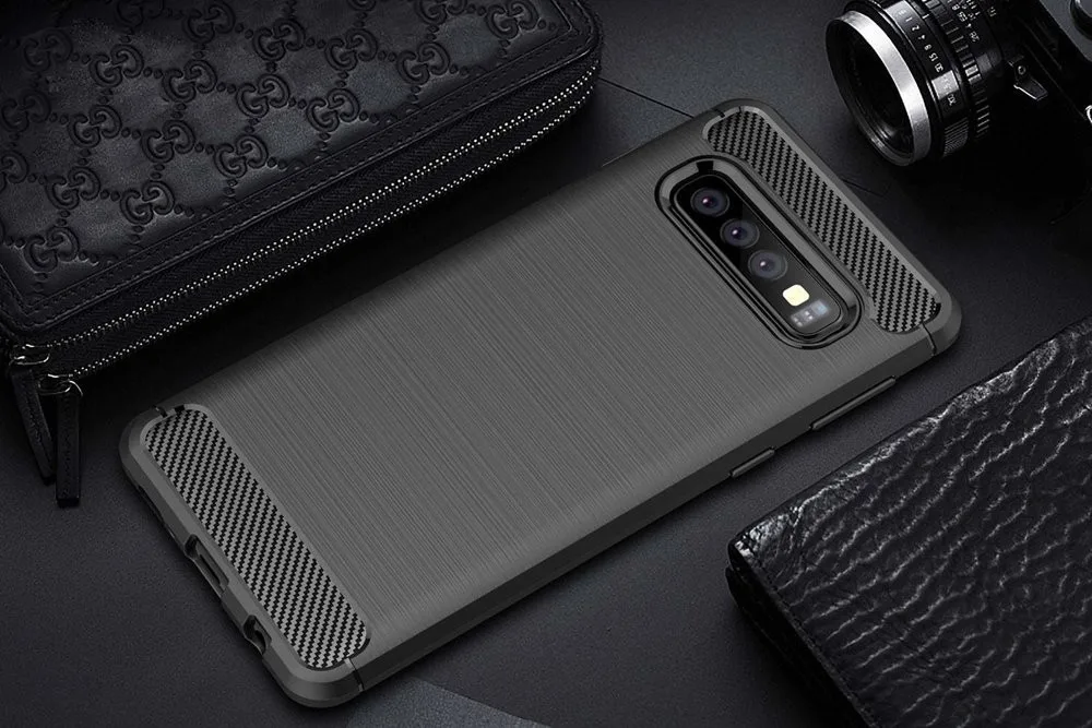 Θήκη TPU Carbon Fiber Brushed για Samsung S10 Plus - μπλε – εικόνα 2