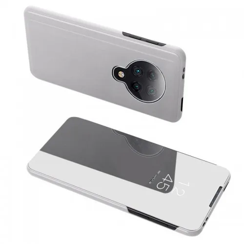 Clear View Standing Cover Book για Xiaomi Redmi K30 Pro / Poco F2 Pro - ασημί