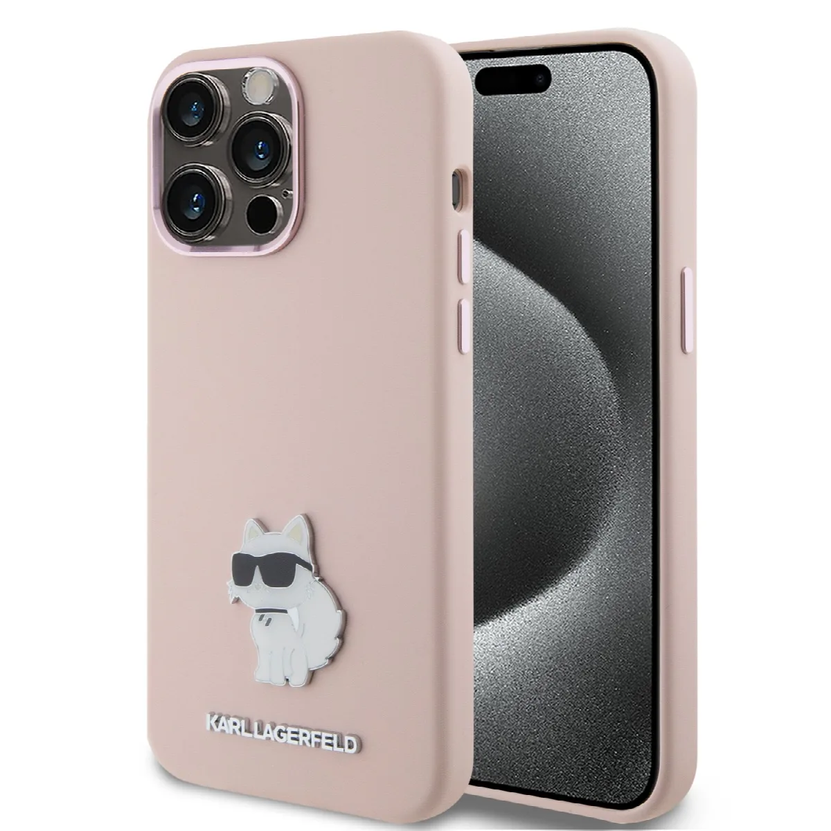 Karl Lagerfeld Choupette Metal Pin Hard Case Θήκη προστασίας από σιλικόνη – iPhone 15 Pro Max Pink – KLHCP15XSMHCNPP