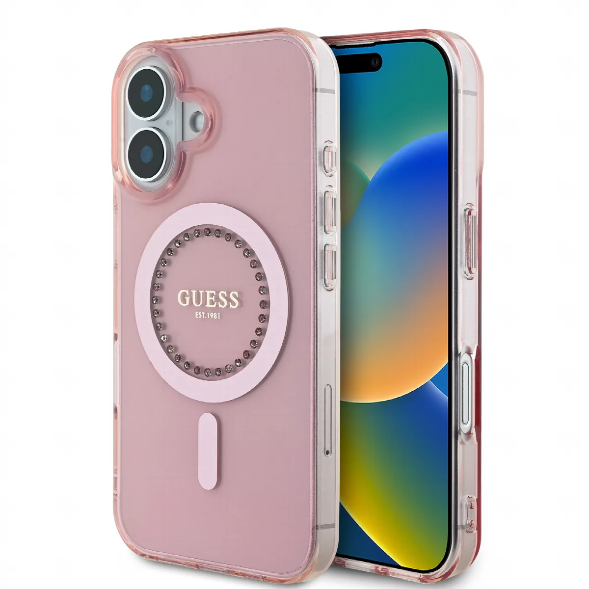 Guess Magsafe “Rhinestones” Hard Case Θήκη προστασίας από σκληρό πλαστικό – iPhone 16 Ροζ – GUHMP16SPFTDTEP