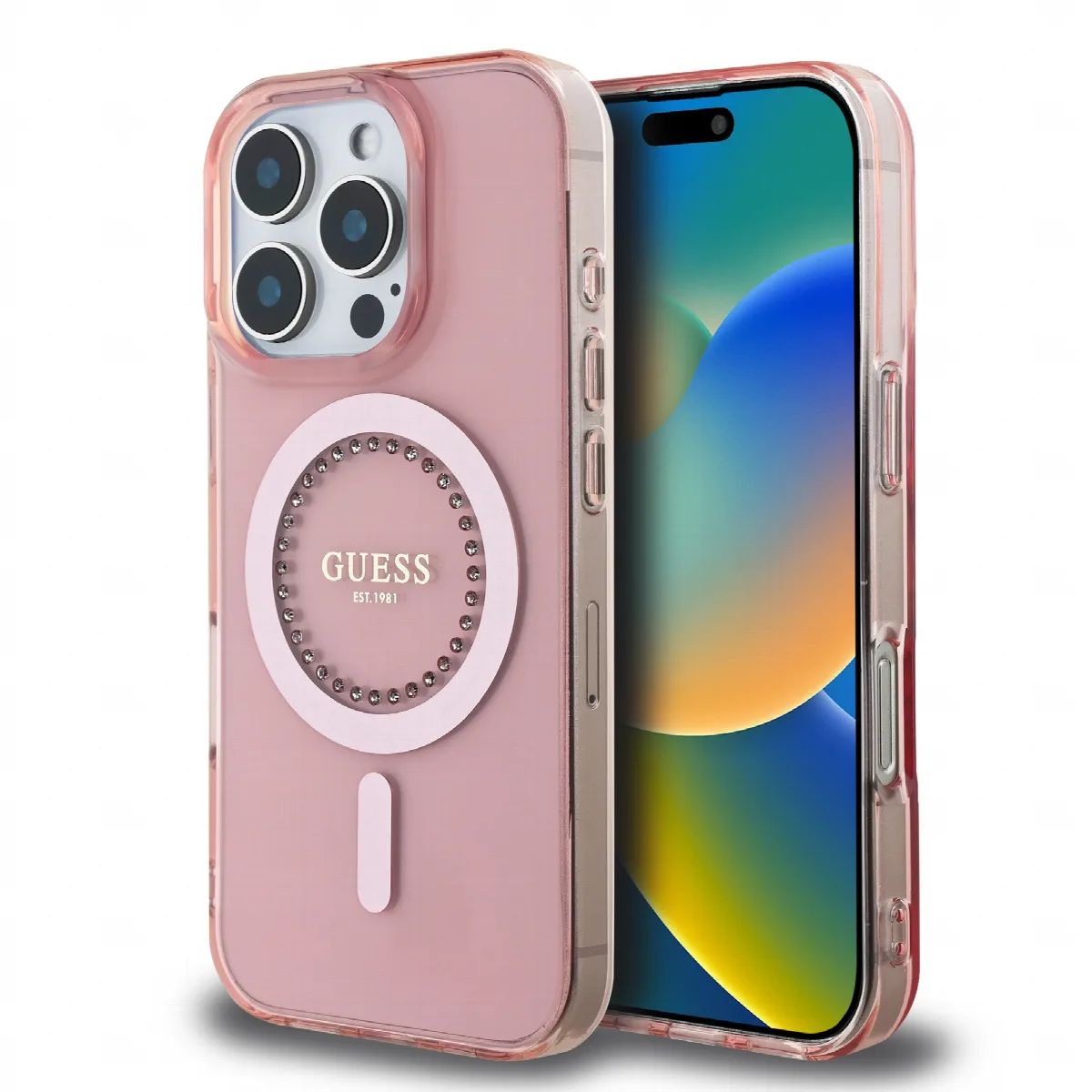 Guess Magsafe “Rhinestones” Hard Case Θήκη προστασίας από σκληρό πλαστικό – iPhone 16 Pro Max Ροζ – GUHMP16XPFTDTEP