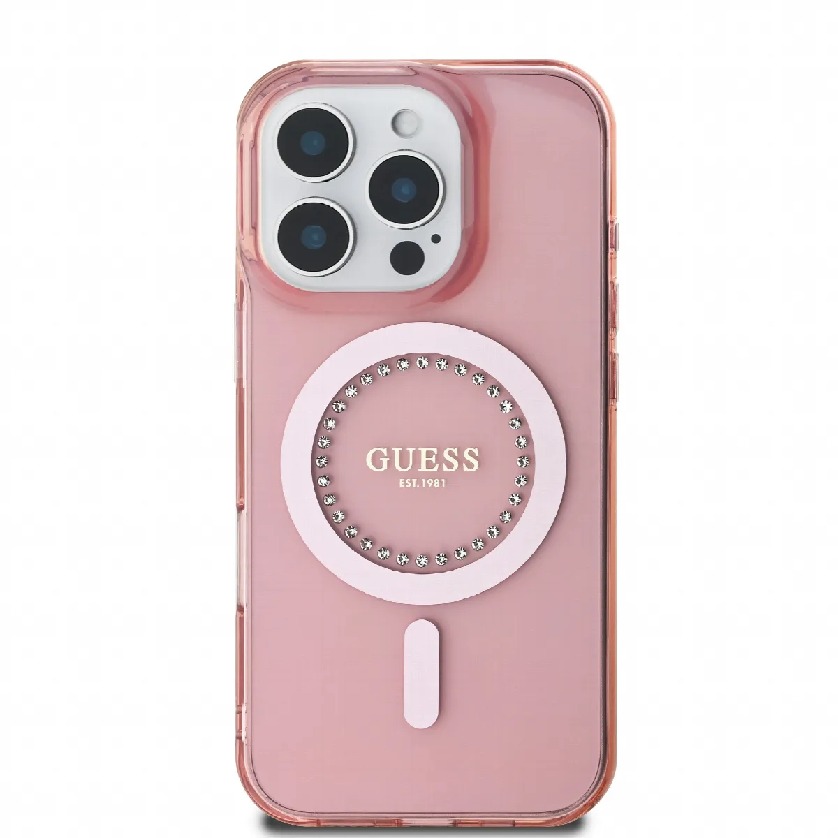 Guess Magsafe “Rhinestones” Hard Case Θήκη προστασίας από σκληρό πλαστικό – iPhone 16 Pro Max Ροζ – GUHMP16XPFTDTEP – εικόνα 5