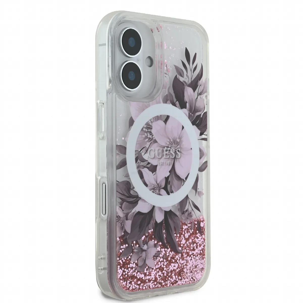 Guess Magsafe “Liquid Glitter Flower" Hard Case Θήκη προστασίας από σκληρό πλαστικό – iPhone 16 Ροζ – GUHMP16SLFMWTP – εικόνα 2