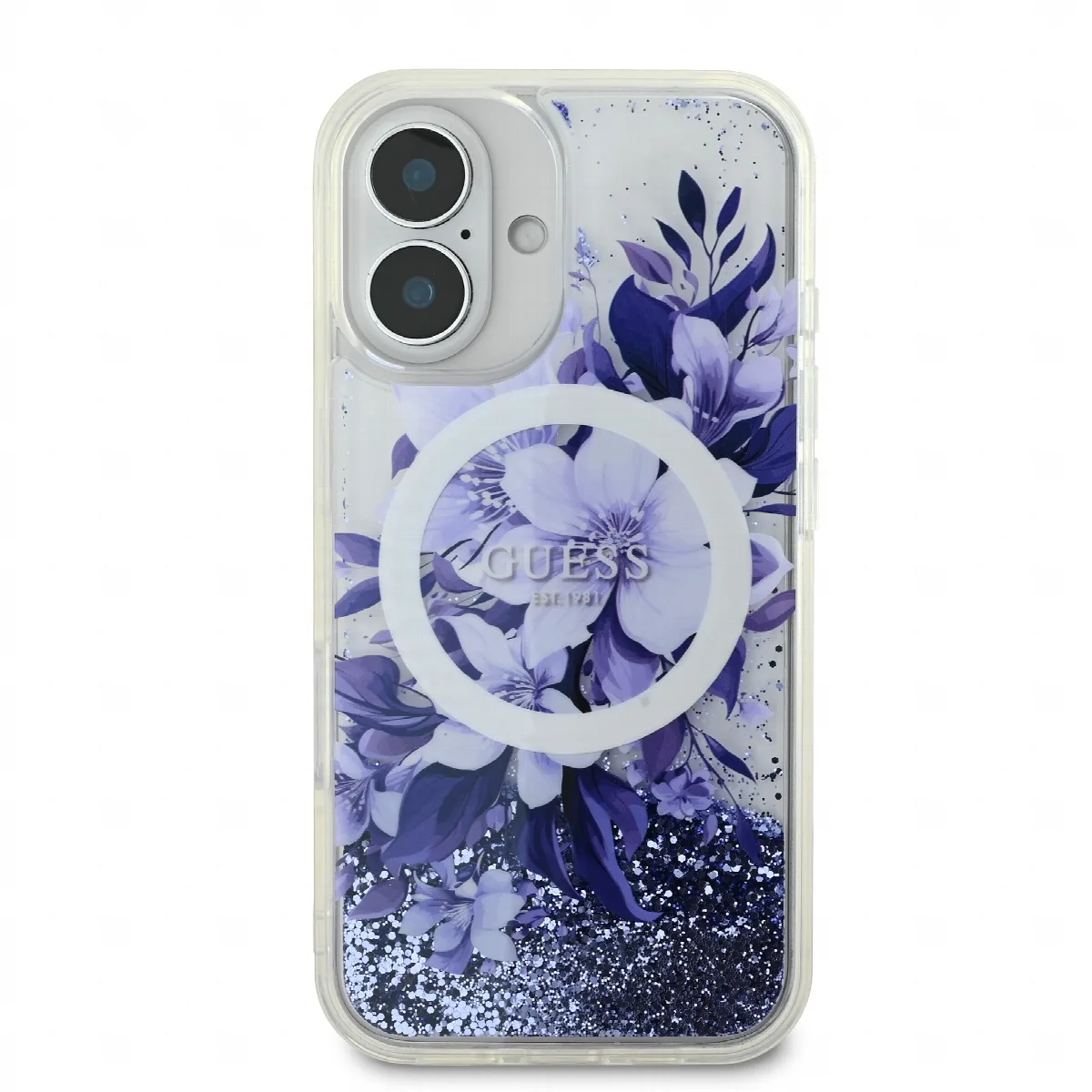 Guess Magsafe “Liquid Glitter Flower" Hard Case Θήκη προστασίας από σκληρό πλαστικό – iPhone 16 Μωβ – GUHMP16SLFMWTU – εικόνα 5