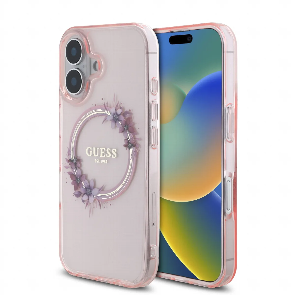Guess Magsafe “Flower Wreath” Hard Case Θήκη προστασίας από σκληρό πλαστικό – iPhone 16 Ροζ – GUHMP16SHFWFCP