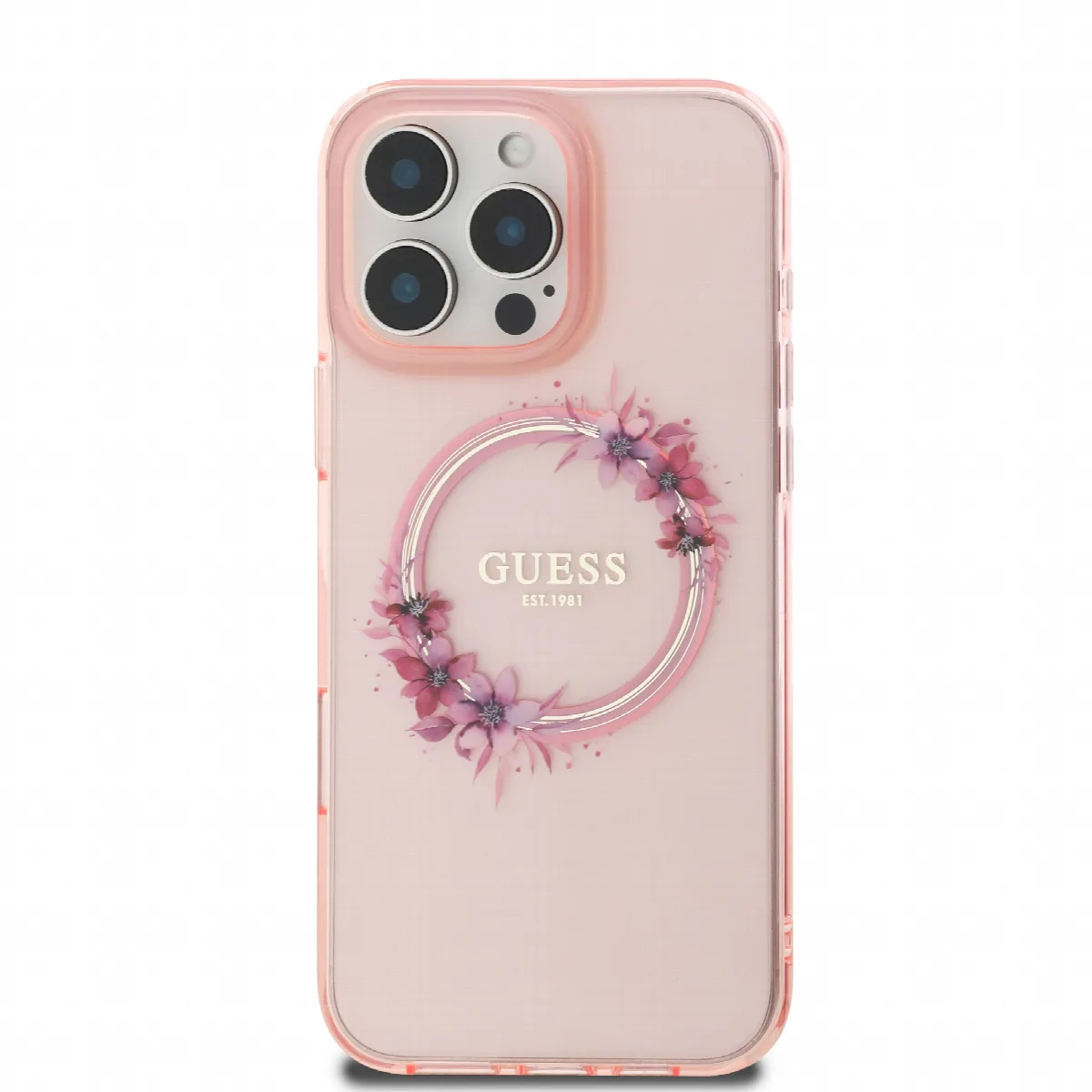 Guess Magsafe “Flower Wreath” Hard Case Θήκη προστασίας από σκληρό πλαστικό – iPhone 16 Pro Ροζ – GUHMP16LHFWFCP – εικόνα 4