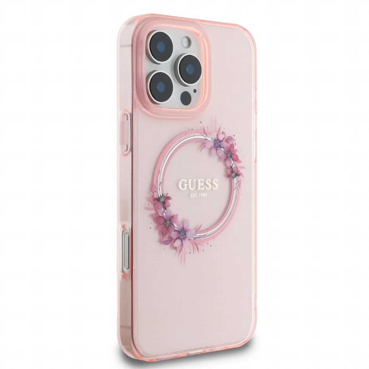 Guess Magsafe “Flower Wreath” Hard Case Θήκη προστασίας από σκληρό πλαστικό – iPhone 16 Pro Ροζ – GUHMP16LHFWFCP – εικόνα 2