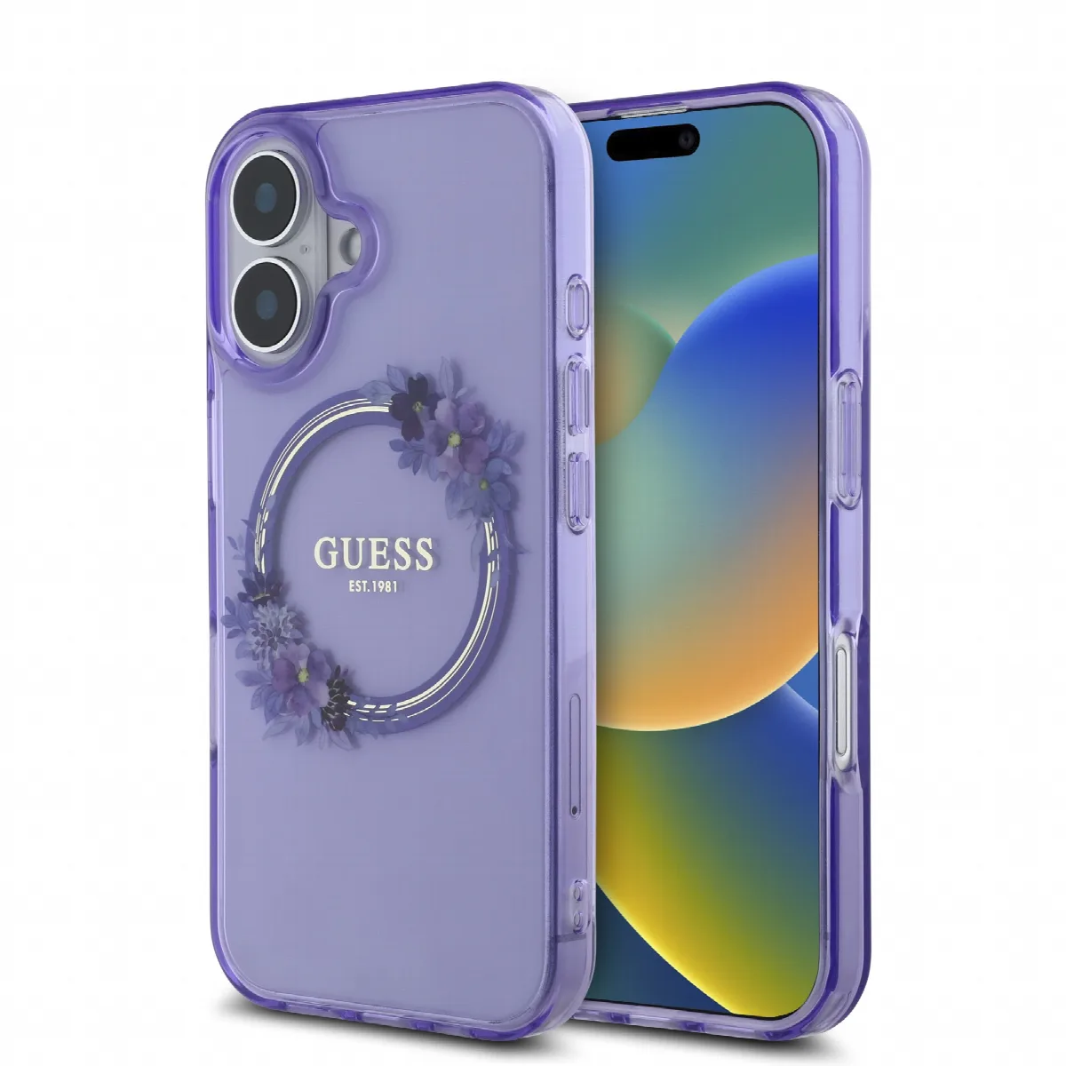 Guess Magsafe “Flower Wreath” Hard Case Θήκη προστασίας από σκληρό πλαστικό – iPhone 16 Μωβ – GUHMP16SHFWFCU