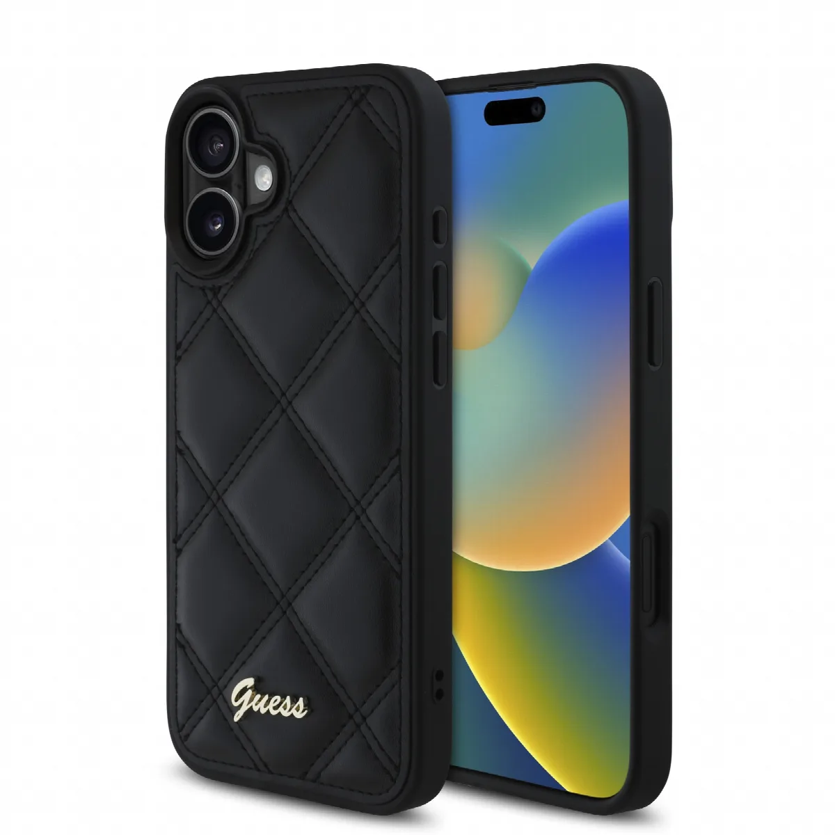 Guess “Quilted Metal Logo Collection” PU Case Θήκη προστασίας από δερματίνη – iPhone 16 Μαύρο – GUHCP16SPSQSQSK