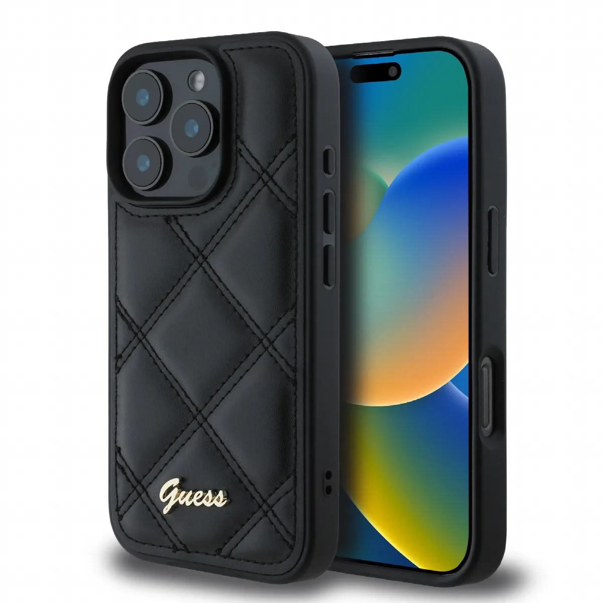 Guess “Quilted Metal Logo Collection” Case Θήκη προστασίας από δερματίνη – iPhone 16 Pro Μαύρο – GUHCP16LPSQSQSK
