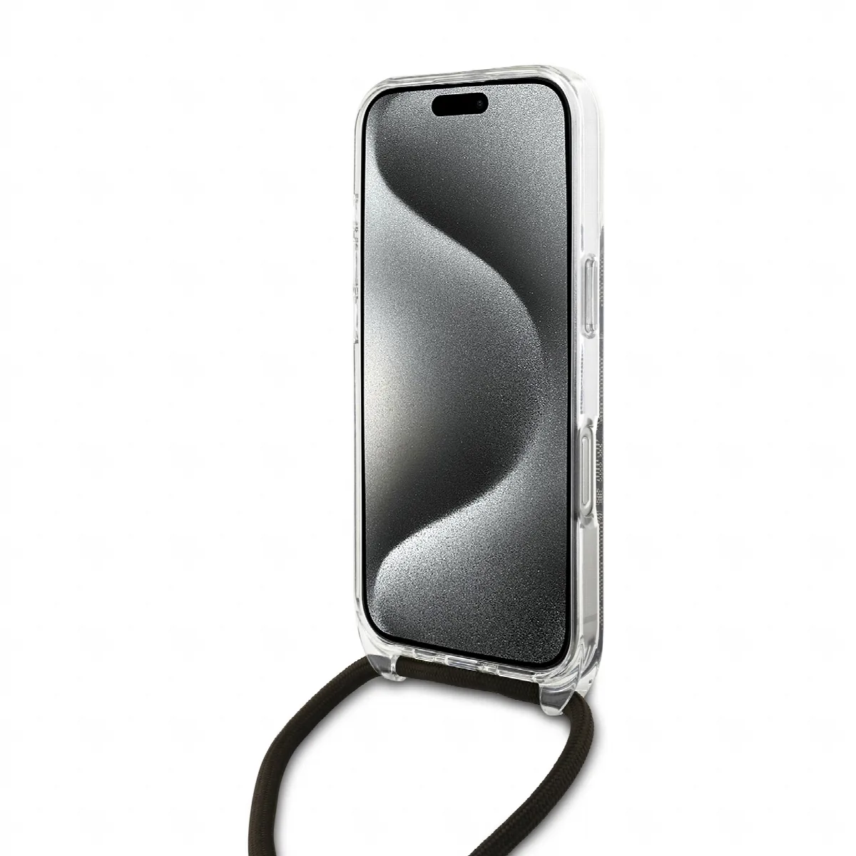 Guess “4G Logo Collection” Crossbody Hard Case Script Metal Logo Θήκη προστασίας από σιλικόνη με λουράκι – iPhone 16 Pro Καφέ – – εικόνα 2