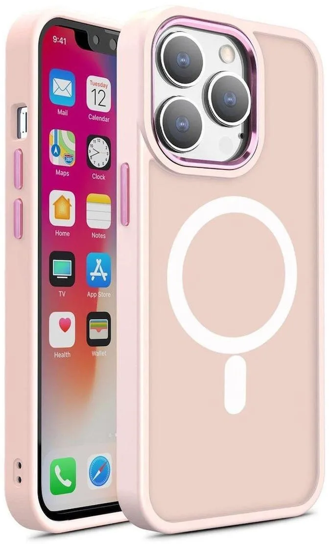 Θήκη Armored Magnetic back cover για iPhone 13 Pro - Ροζ