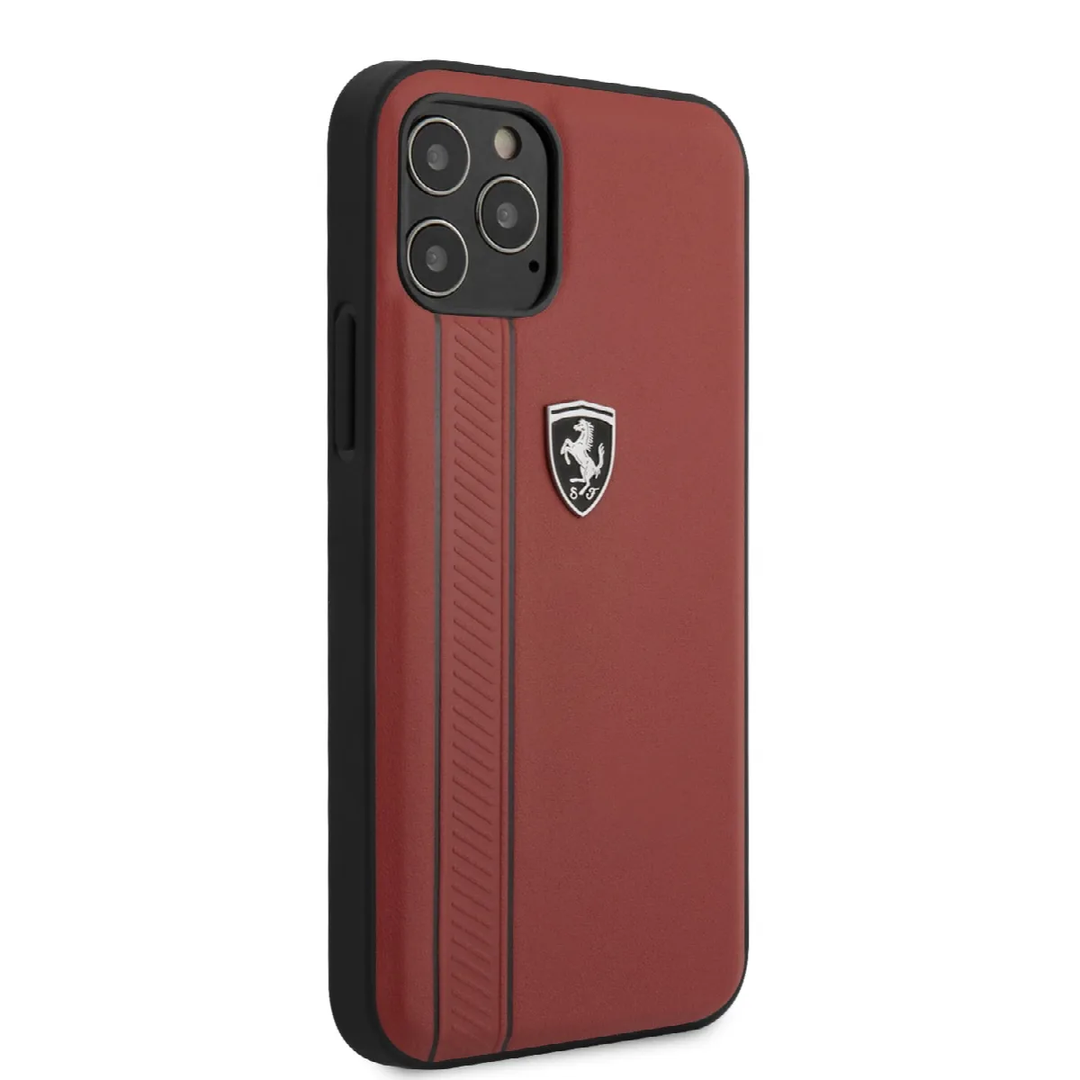 Ferrari "Off Track" Hard Leather Case with Embossed Stripes Θήκη προστασίας από γνήσιο δέρμα – iPhone 12 Pro Max Κόκκινη/Leather – εικόνα 2