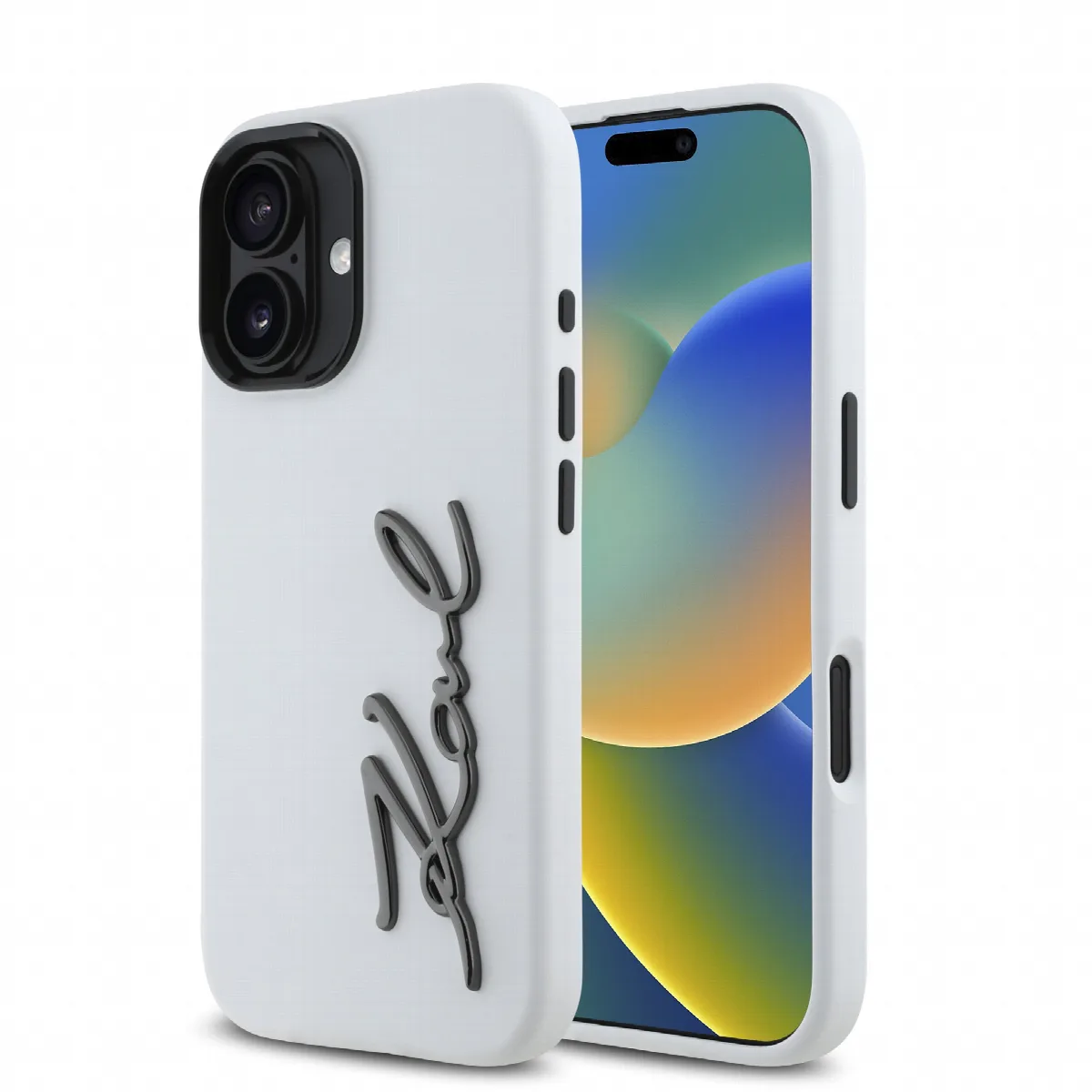 Karl Lagerfeld “Signature Metal Logo Collection” Hard Case Θήκη προστασίας από σιλικόνη – iPhone 16 Λευκό – KLHCP16LSCMSMVH