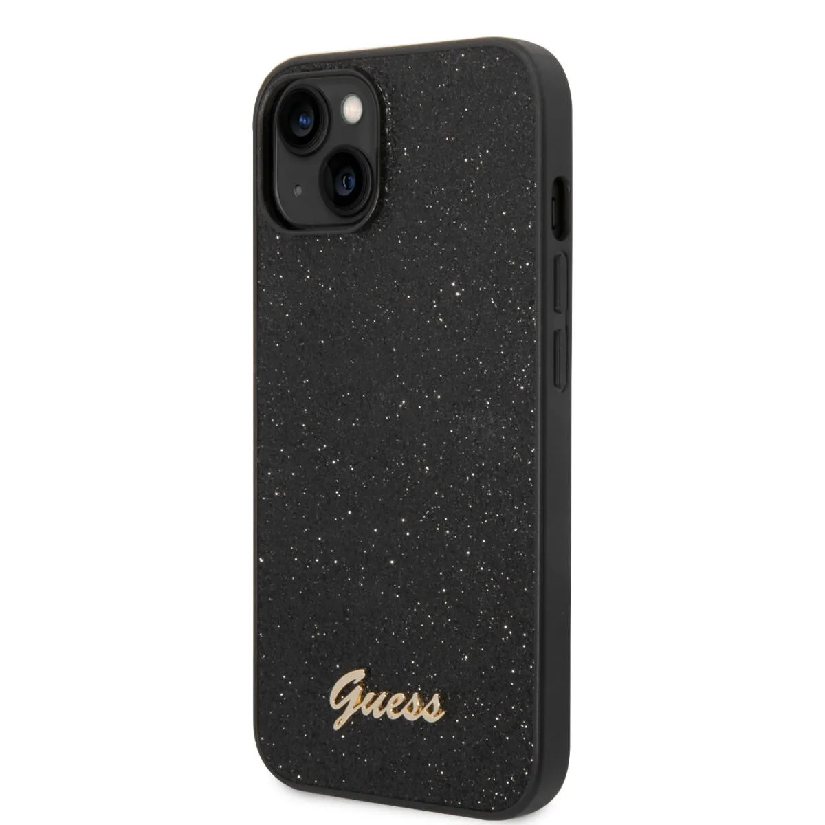 Guess Glitter Flakes Case with Ikonik Patch and Vintage Script Logo Θήκη προστασίας από σιλικόνη – iPhone 14 Plus (Glitter Black – εικόνα 2