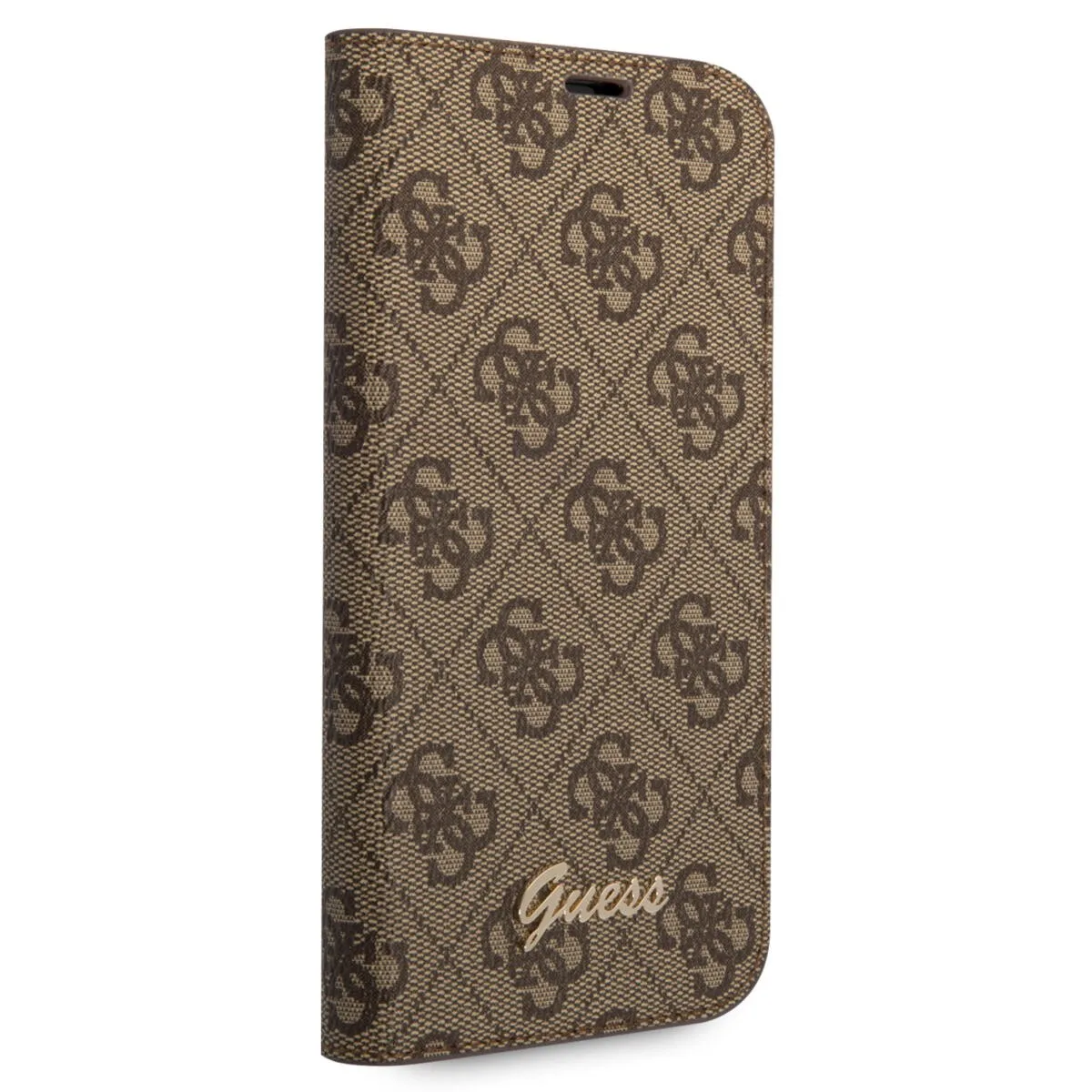 Guess “4G Logo Collection” Script Metal Logo Θήκη προστασίας από δερματίνη τύπου folio – iPhone 14 Plus (Καφέ) – εικόνα 4