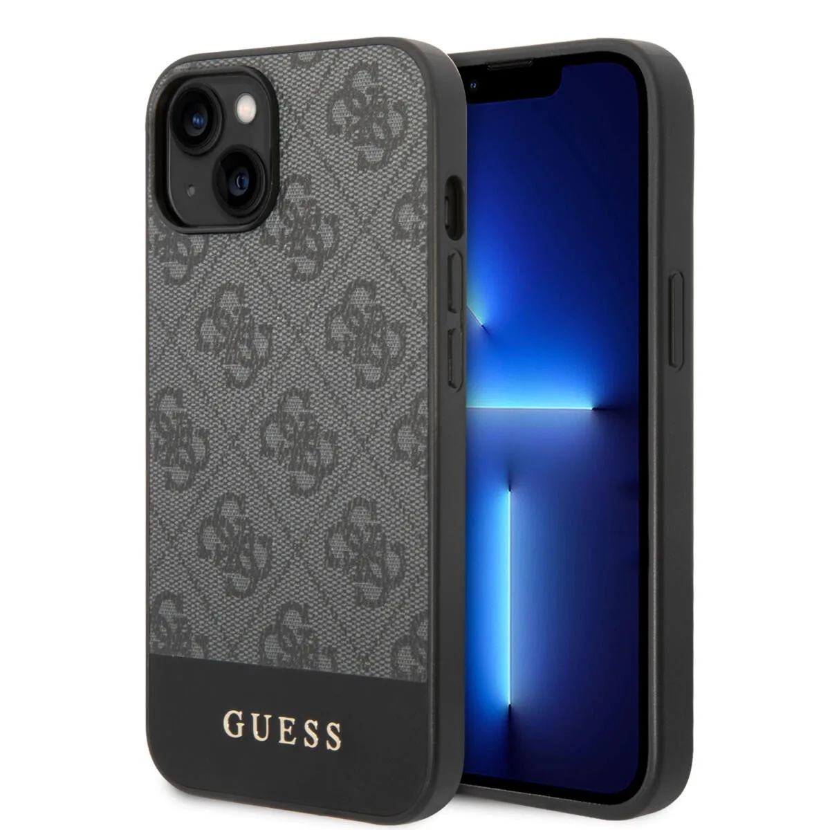 Guess "4G Logo Collection" Printed Stripe Θήκη προστασίας από δερματίνη – iPhone 14 Plus (Γκρι)