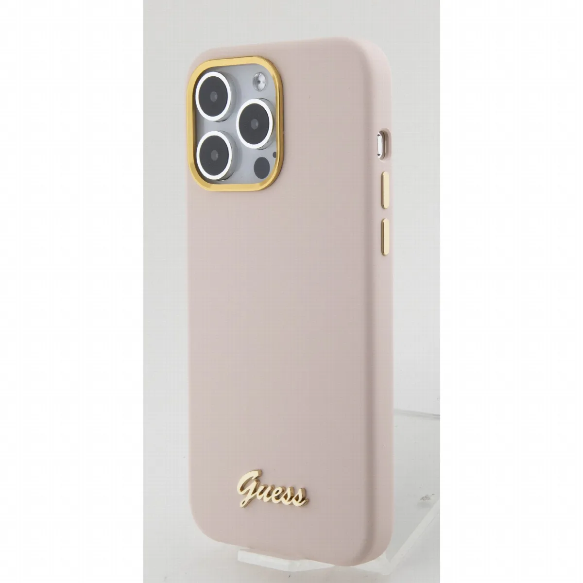 Guess “Vintage Script Gold Logo Collection” Hard Silicone Case Apple iPhone 15 Pro Pink – εικόνα 4
