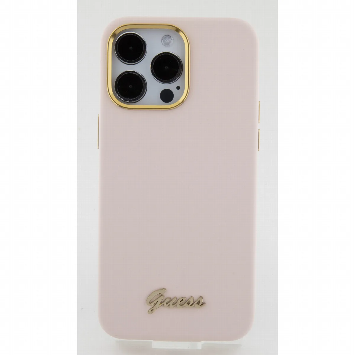 Guess “Vintage Script Gold Logo Collection” Hard Silicone Case Apple iPhone 15 Pro Pink