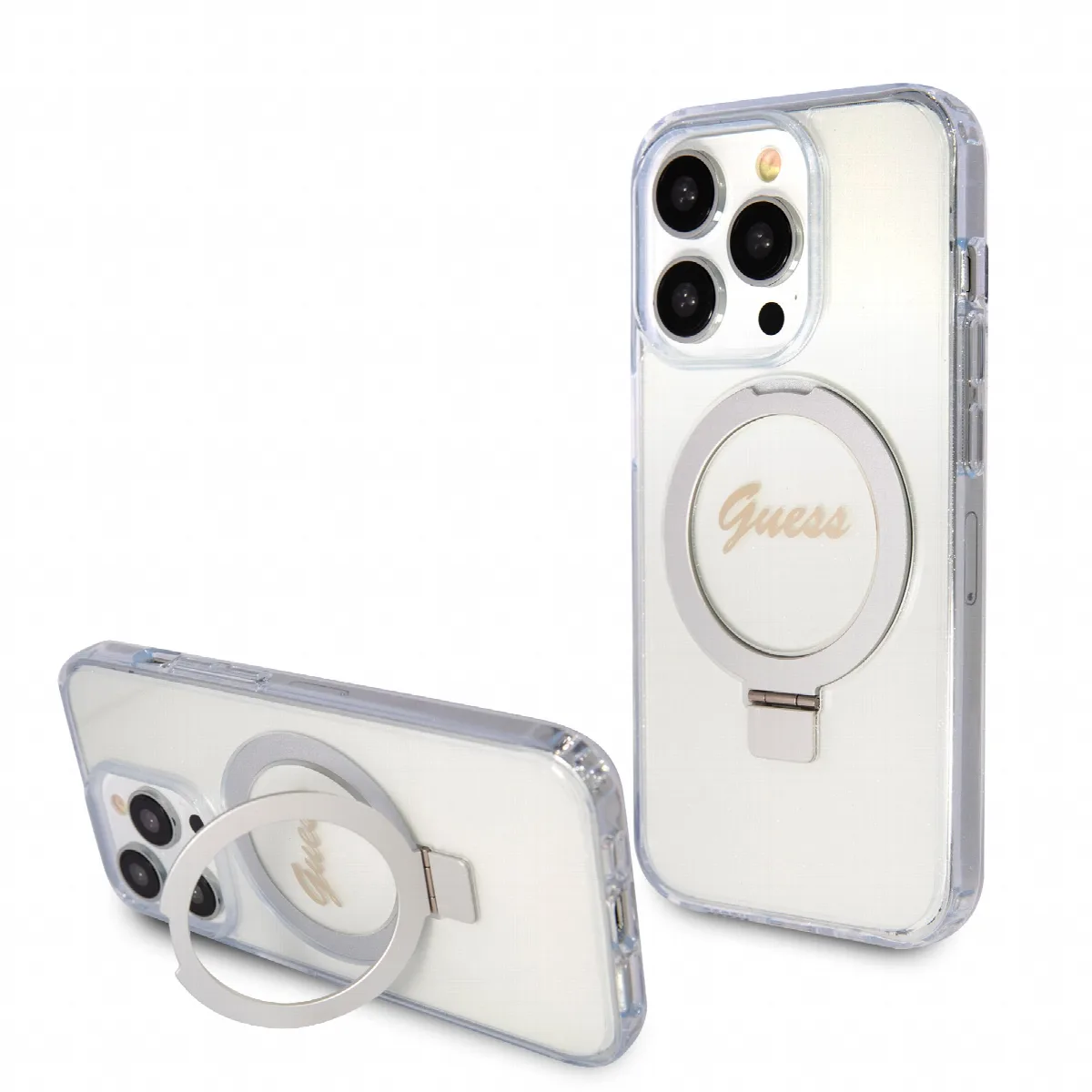 Guess MagSafe Ring Stand Glitter Hard Case Θήκη προστασίας από σιλικόνη – iPhone 15 Pro Max (Διάφανη – GUHMP15XHRSGSD)