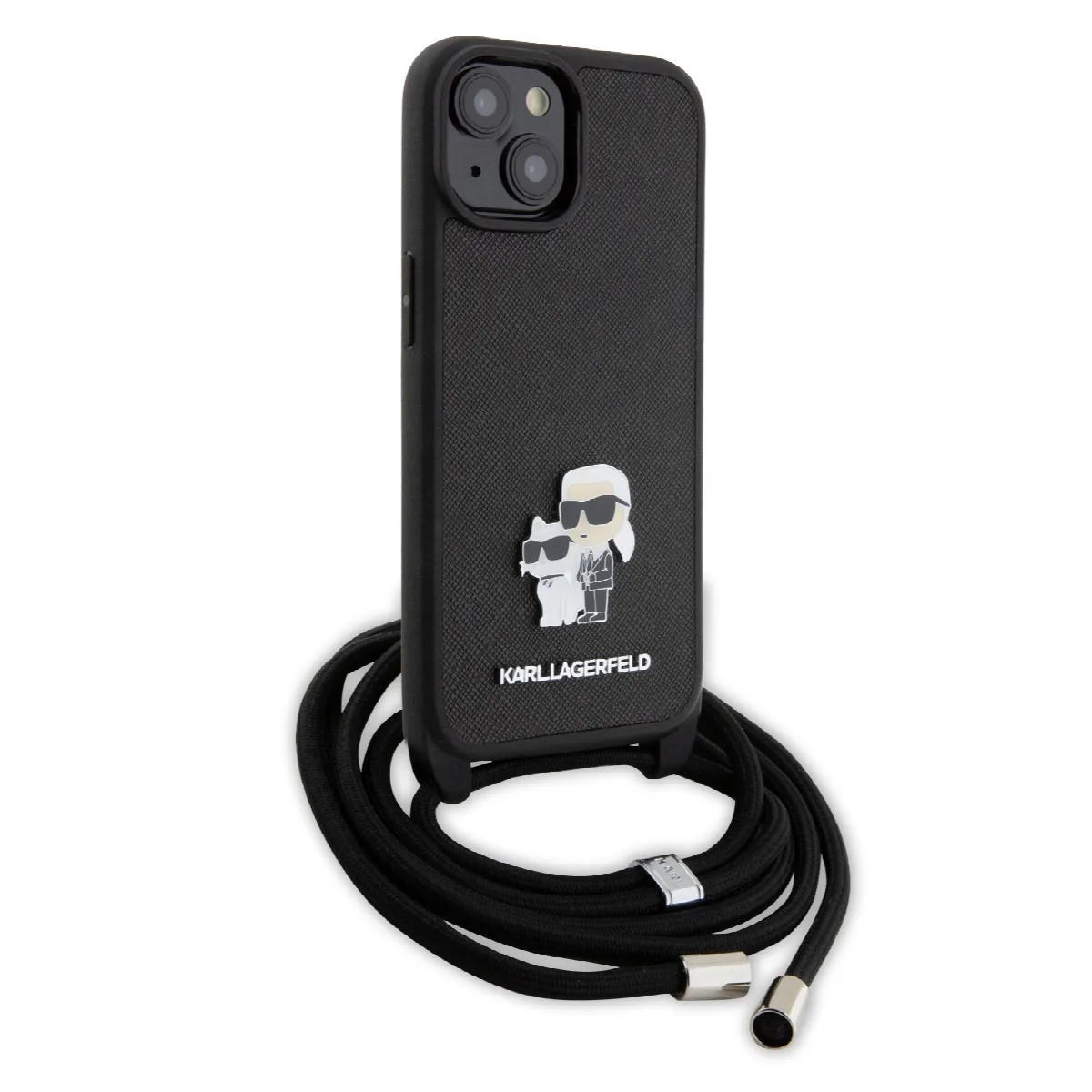 Karl Lagerfeld Crossbody K+C Metal Pin Saffiano Hard Case Θήκη προστασίας από δερματίνη με λουράκι – iPhone 15 (Μαύρο – KLHCP15S – εικόνα 2
