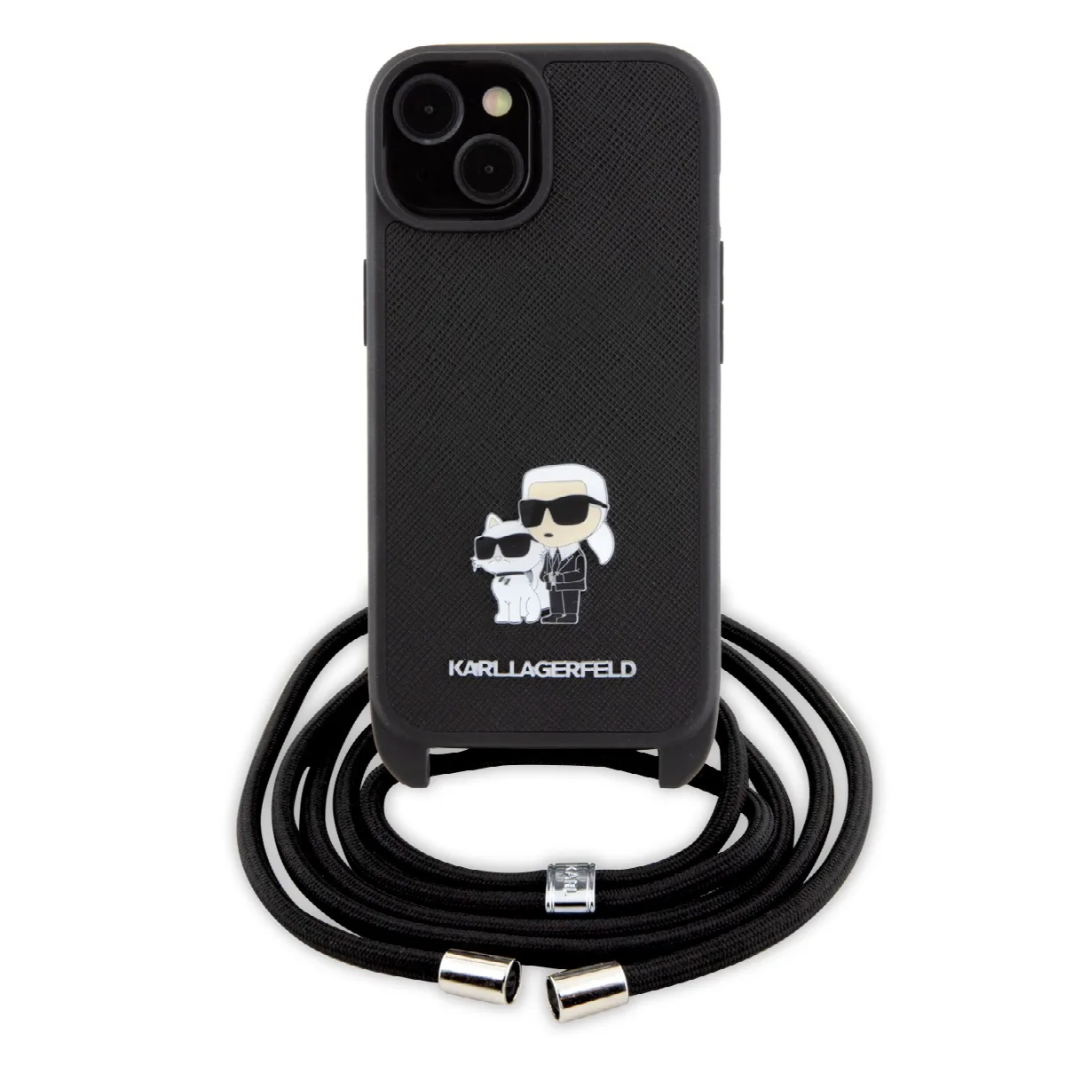 Karl Lagerfeld Crossbody K+C Metal Pin Saffiano Hard Case Θήκη προστασίας από δερματίνη με λουράκι – iPhone 15 (Μαύρο – KLHCP15S – εικόνα 3