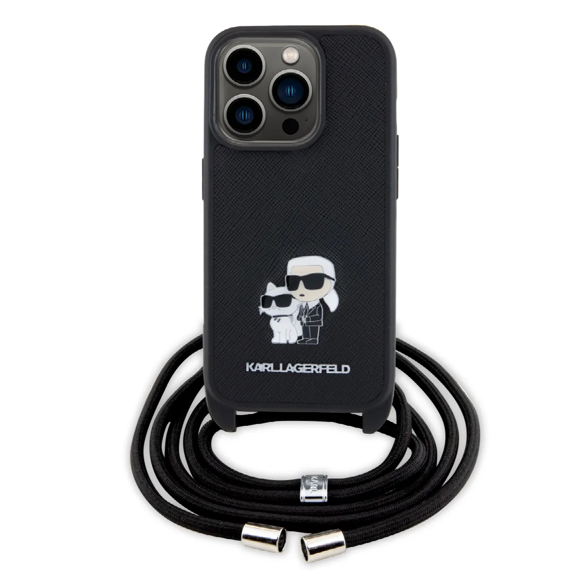 Karl Lagerfeld Crossbody K+C Metal Pin Saffiano Hard Case Θήκη προστασίας από δερματίνη με λουράκι – iPhone 15 Pro (Μαύρο – KLHC – εικόνα 3