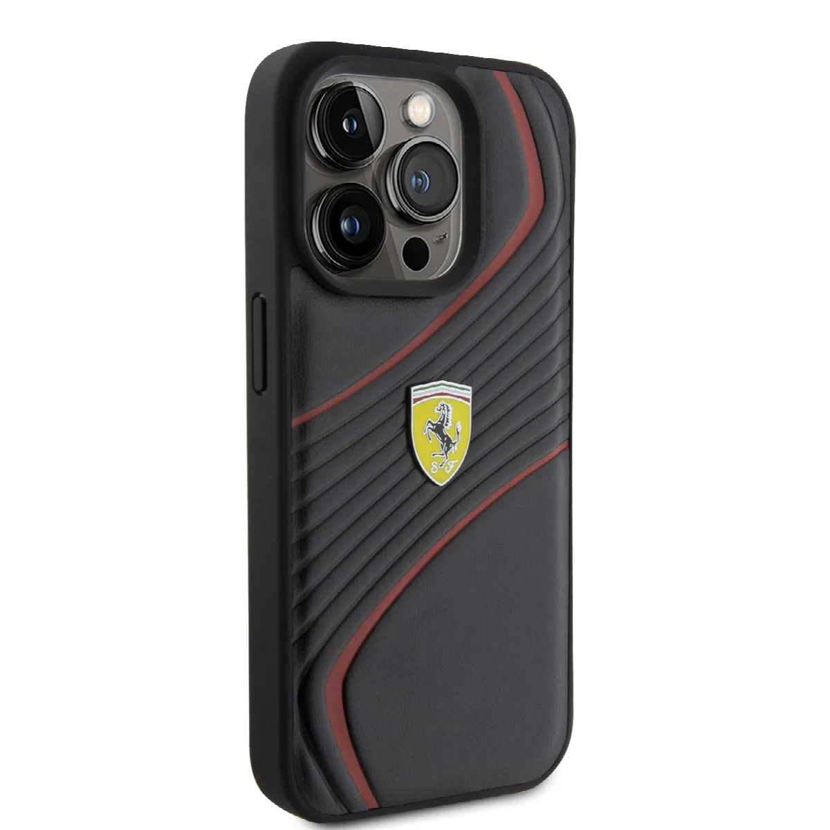 Ferrari Twist Metal Logo Hard Case Θήκη προστασίας από δερματίνη – iPhone 15 Pro (Black – FEHCP15LPTWK) – εικόνα 2