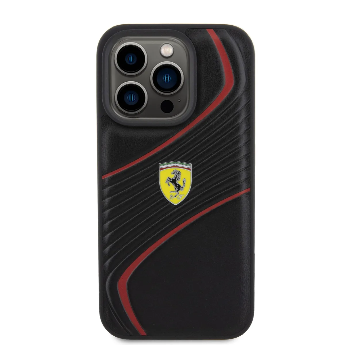 Ferrari Twist Metal Logo Hard Case Θήκη προστασίας από δερματίνη – iPhone 15 Pro (Black – FEHCP15LPTWK) – εικόνα 3