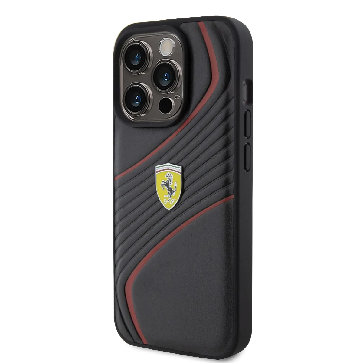 Ferrari Twist Metal Logo Hard Case Θήκη προστασίας από δερματίνη – iPhone 15 Pro (Black – FEHCP15LPTWK) – εικόνα 4