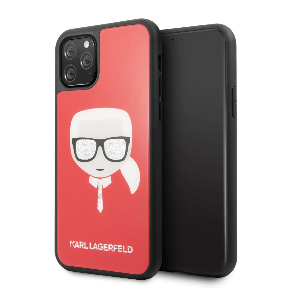 Karl Lagerfeld "Glitter Head" Back Cover Σκληρή Θήκη για iPhone 11 Pro Max - Κόκκινο
