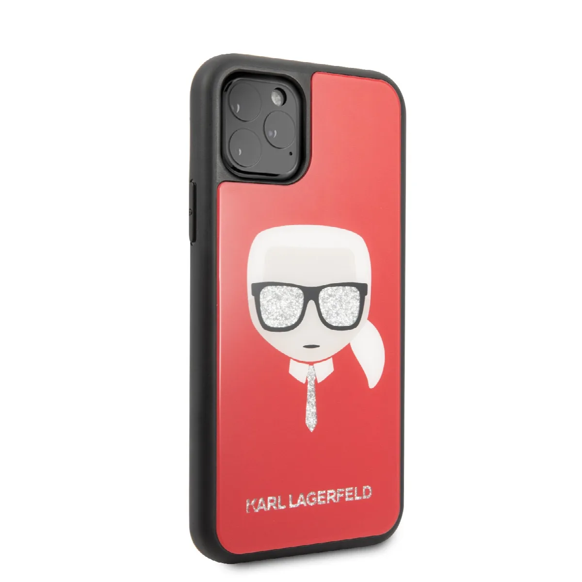 Karl Lagerfeld "Glitter Head" Back Cover Σκληρή Θήκη για iPhone 11 Pro Max - Κόκκινο – εικόνα 2