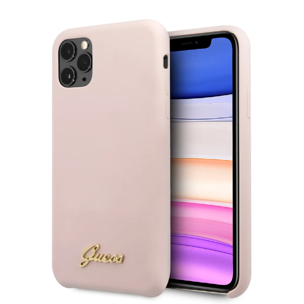 Guess “Vintage Script Gold Logo Collection” Σκληρή Θήκη προστασίας από σιλικόνη – Apple iPhone 11 Pro Max (Light Pink – GUHCN65