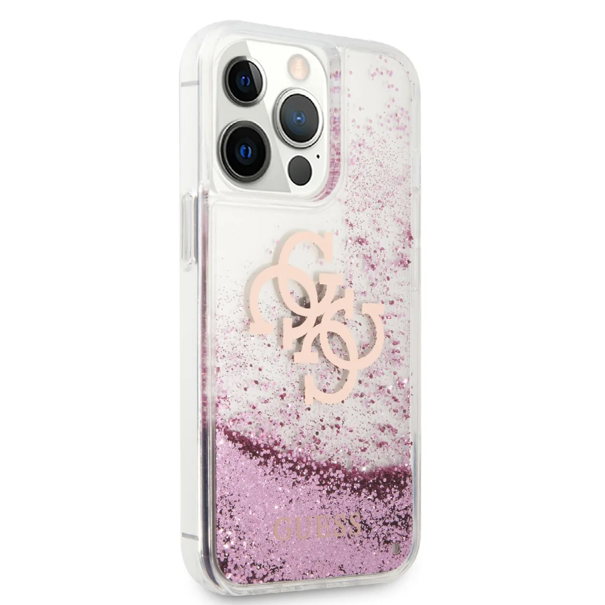 Guess "4G Logo Collection" Θήκη προστασίας – iPhone 13 Pro (Clear/Glitter Pink) – εικόνα 2