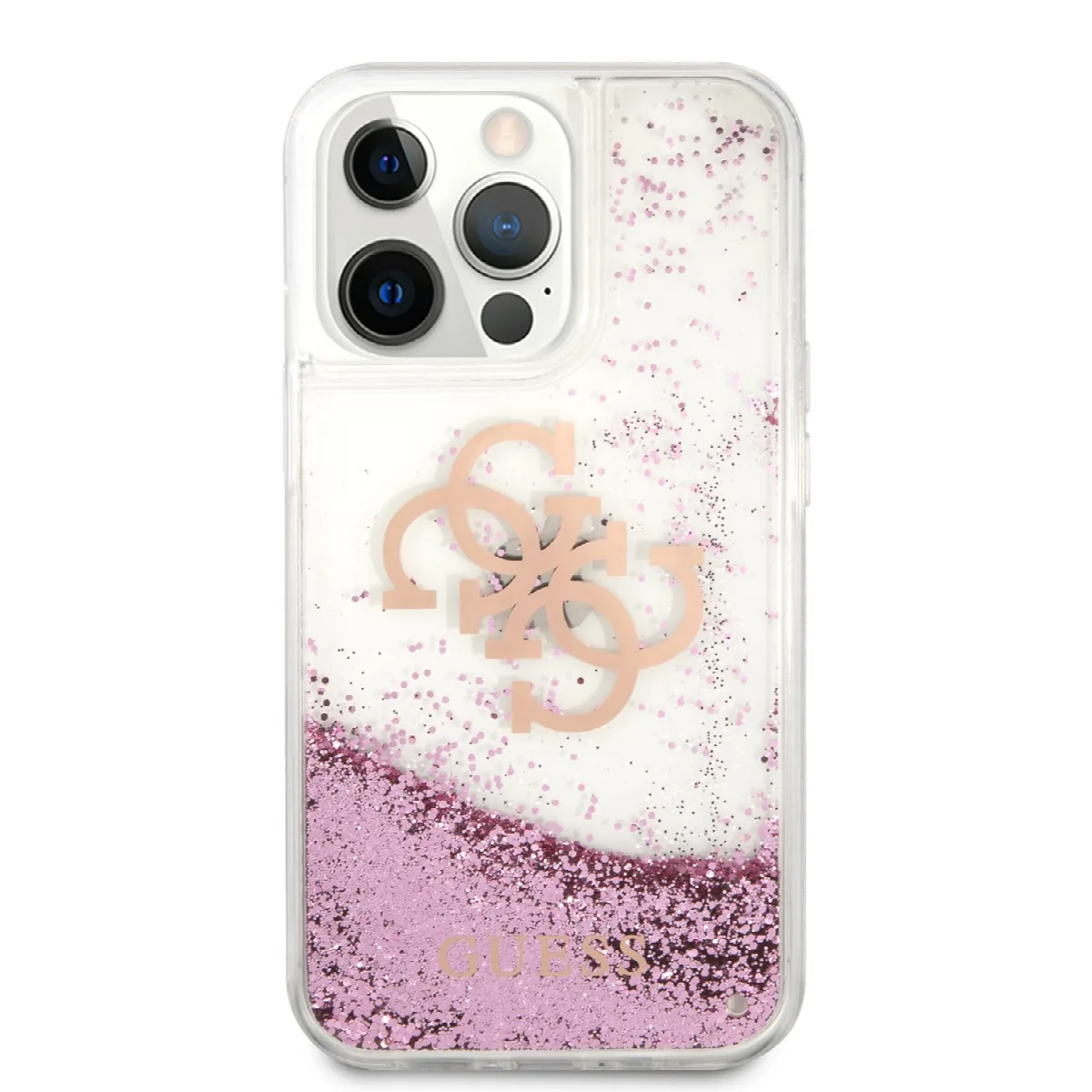 Guess "4G Logo Collection" Θήκη προστασίας – iPhone 13 Pro (Clear/Glitter Pink) – εικόνα 3