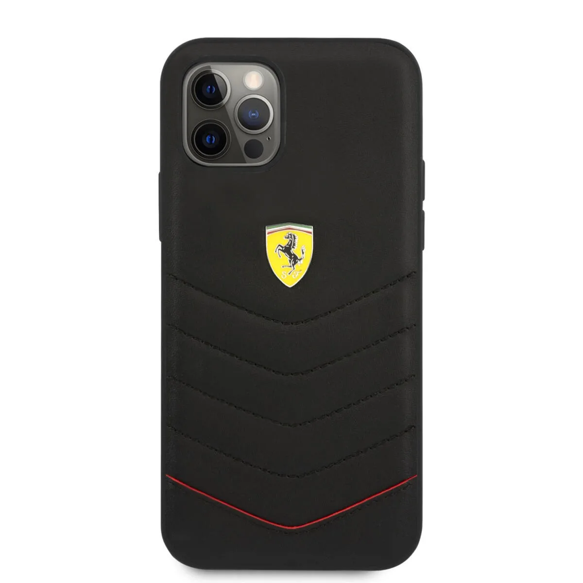 Ferrari "Off Track" Quilted Leather Case Θήκη προστασίας από γνήσιο καπιτονέ δέρμα – iPhone 12 Pro Max (Μαύρη/Κόκκινη/Quilted Le – εικόνα 3