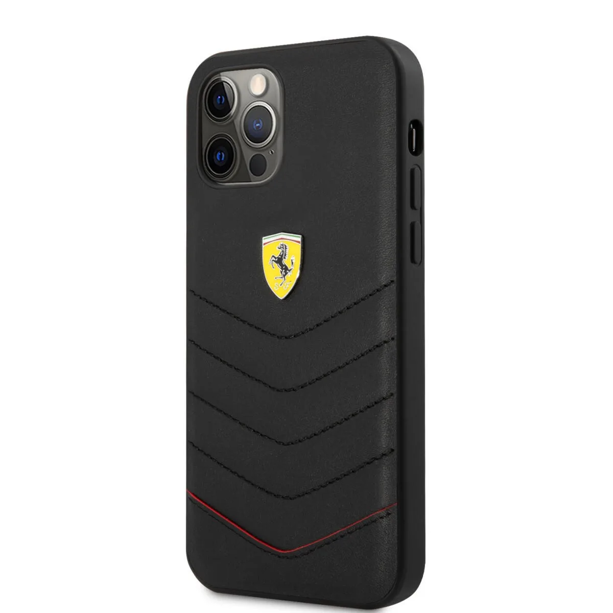 Ferrari "Off Track" Quilted Leather Case Θήκη προστασίας από γνήσιο καπιτονέ δέρμα – iPhone 12 Pro Max (Μαύρη/Κόκκινη/Quilted Le – εικόνα 4