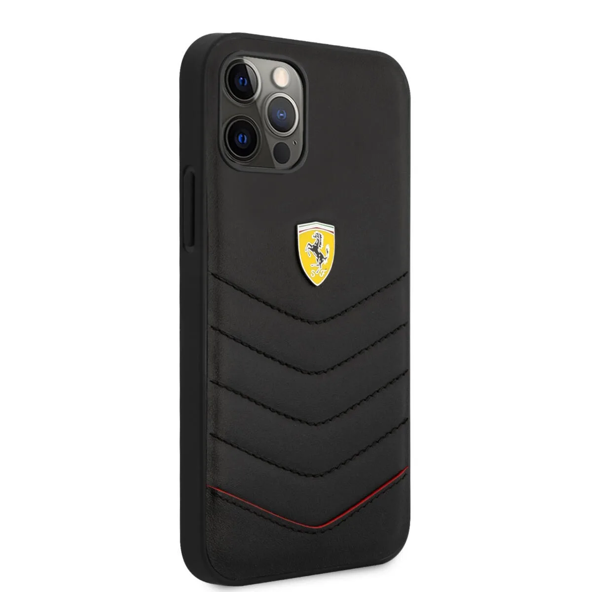 Ferrari "Off Track" Quilted Leather Case Θήκη προστασίας από γνήσιο καπιτονέ δέρμα – iPhone 12 Pro Max (Μαύρη/Κόκκινη/Quilted Le – εικόνα 2