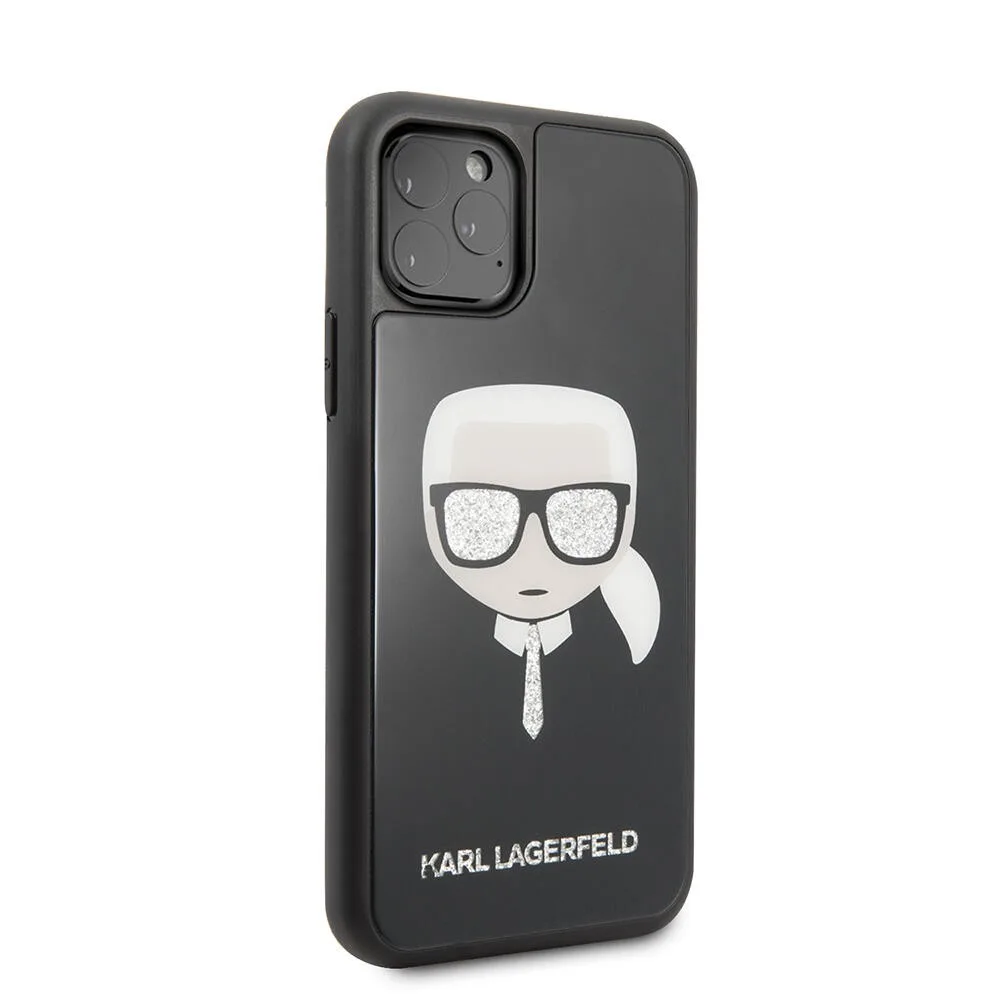 Karl Lagerfeld Double Layer Glitter Hard Case Karl's Head Θήκη προστασίας από σιλικόνη – Apple iPhone 11 Pro (Μαύρο) – εικόνα 3
