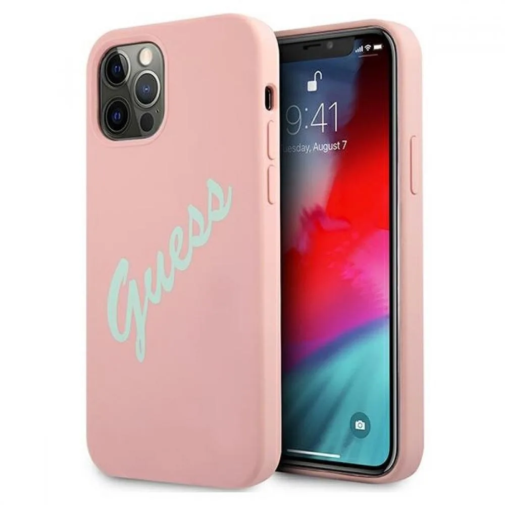 Guess "Vintage Script Logo Collection" Σκληρή Θήκη προστασίας από σιλικόνη – iPhone 12 Pro Max Πράσινο/Ροζ