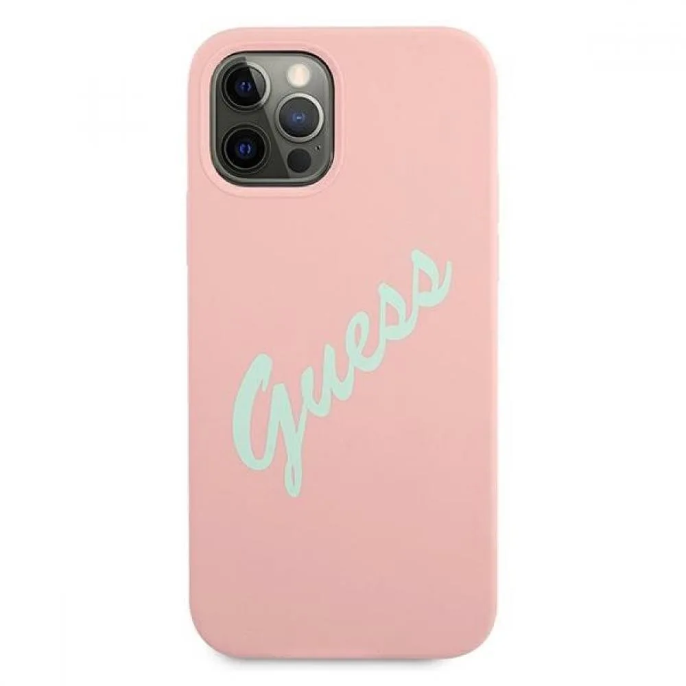 Guess "Vintage Script Logo Collection" Σκληρή Θήκη προστασίας από σιλικόνη – iPhone 12 Pro Max Πράσινο/Ροζ – εικόνα 3