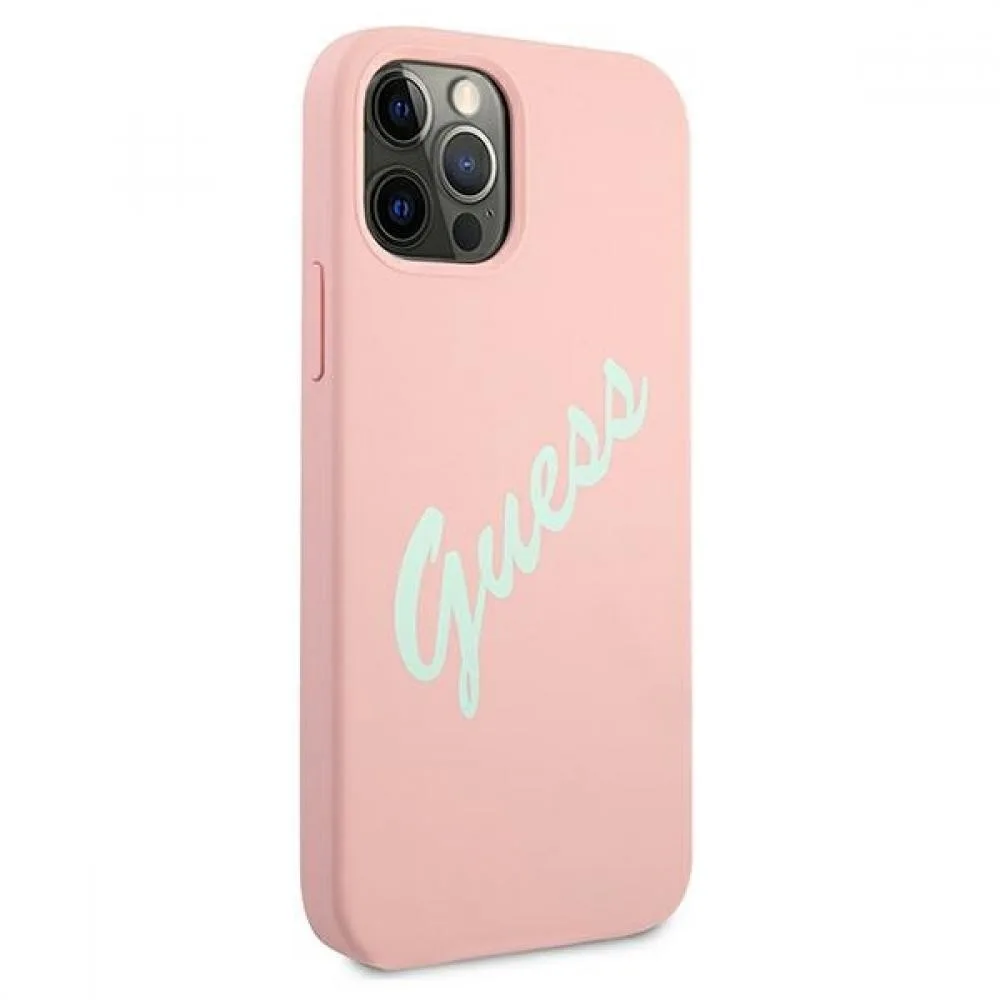 Guess "Vintage Script Logo Collection" Σκληρή Θήκη προστασίας από σιλικόνη – iPhone 12 Pro Max Πράσινο/Ροζ – εικόνα 2