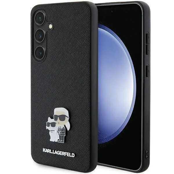 Karl Lagerfeld PU Saffiano Metal Pin Karl & Choupette Θήκη Προστασίας για Samsung Galaxy S24 - Μαύρο