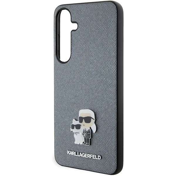 Karl Lagerfeld PU Saffiano Metal Pin Karl & Choupette Θήκη Προστασίας για Samsung Galaxy S24 Plus - Γκρι – εικόνα 3