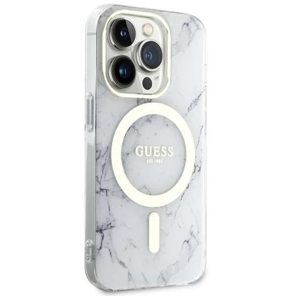 Guess "Marble Collection" Printed Stripe Θήκη προστασίας MagSafe με όψη μαρμάρου για Apple iPhone 14 Pro Max - Marble / White – εικόνα 3